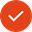 Orange circle with white checkmark icon signifying quality.